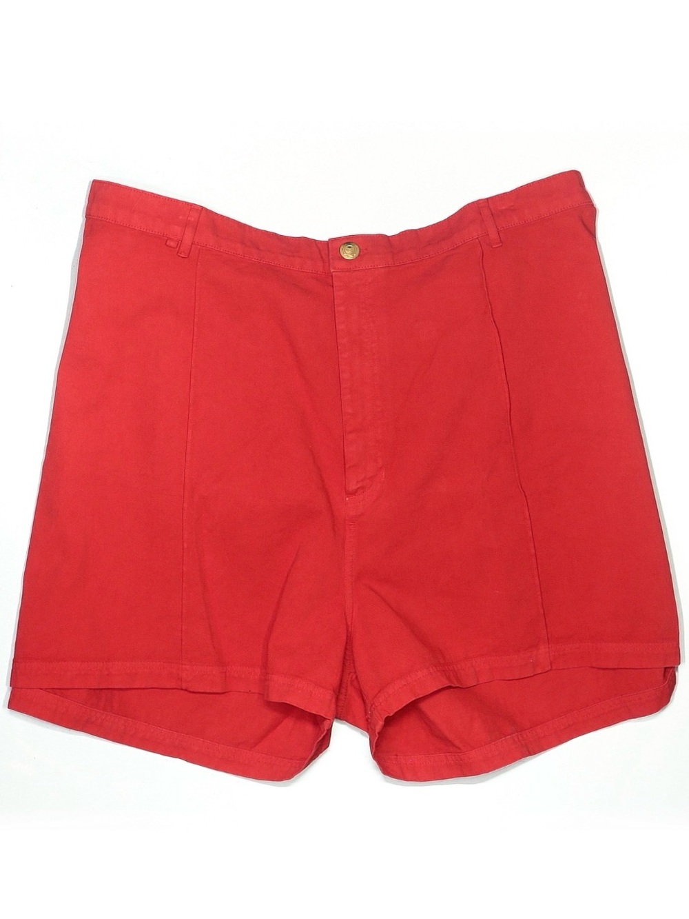 Red High-Waist Cotton Shorts